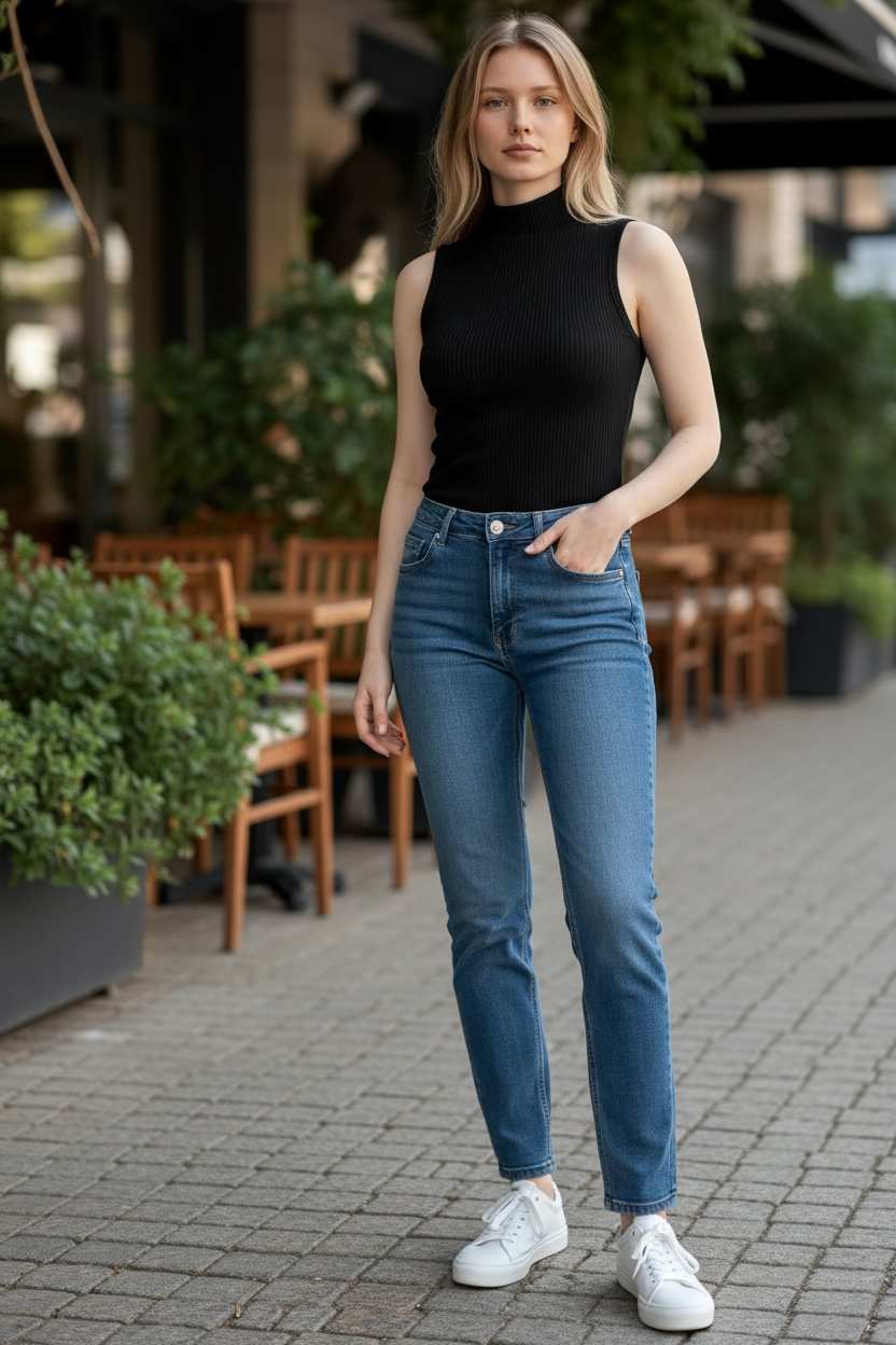 Camisole à col roulé sans manche